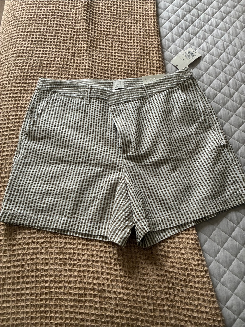 Women's Patterned Cotton Shorts - Beige/White